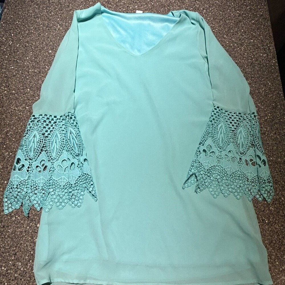Pronto Above-the-knee Shift Dress - Aqua - Size Medium
